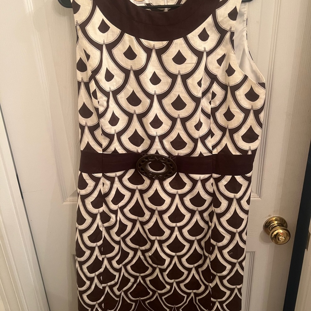 Talbots Brown and Cream Patterned Dress
